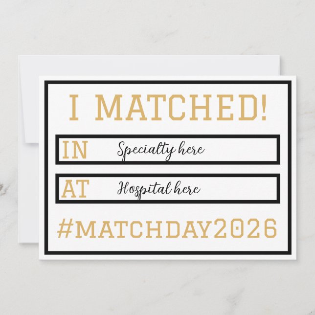 I Matched Match Day Announcement (Front)