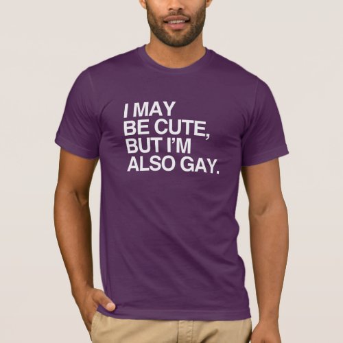 I MAY BE CUTE BUT IM ALSO GAY _ WHITE _png T_Shirt