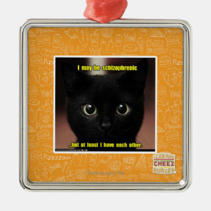 I may be schizophrenic metal ornament