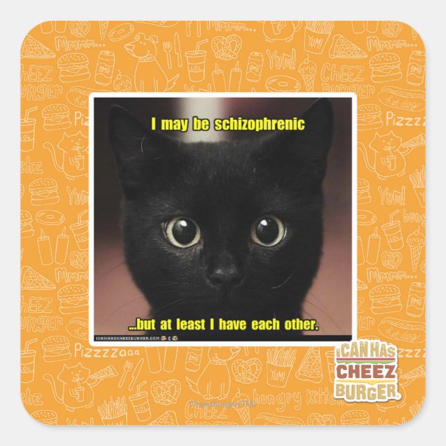 I may be schizophrenic square sticker (Front)