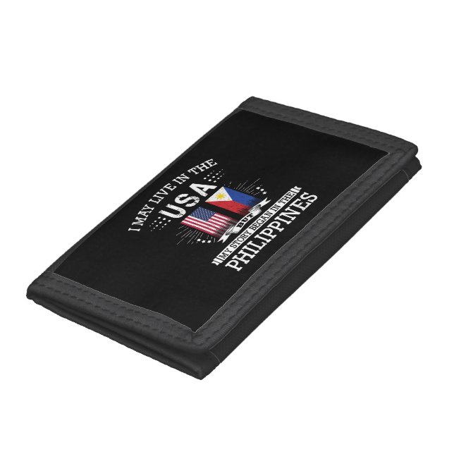 I May Live In The USA The Philippines Flag Trifold Wallet (Bottom)