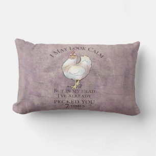 "I May Look Calm" Chicken Lumbar Pillow