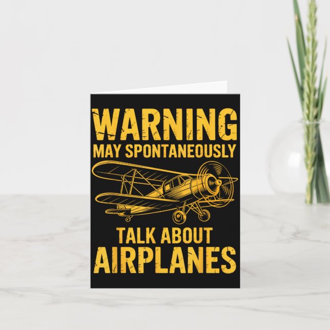 I May Sntaneously Talk About Airplanes Funny Airpl Card (Front)