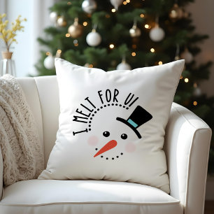 I melt for You   Frosty Jolly Snow Man Christmas Throw Pillow