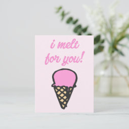 I melt for you -Romantic Ice Cream Cone Postcard | Zazzle