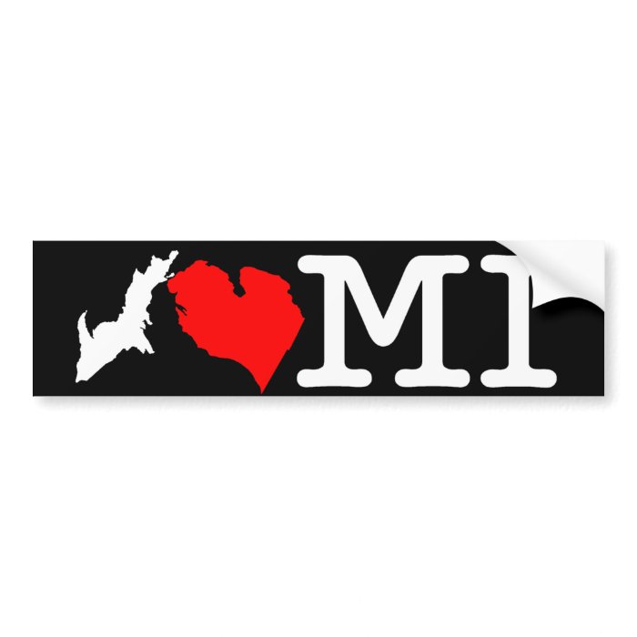 I ♥ MI (I heart Michigan) bumper sticker, white