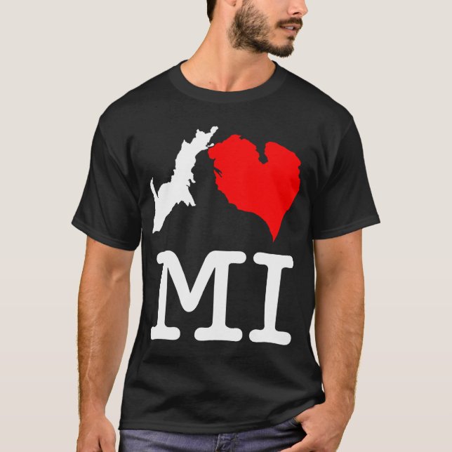 I ♥ MI (I heart Michigan) dark, large print T-Shirt (Front)