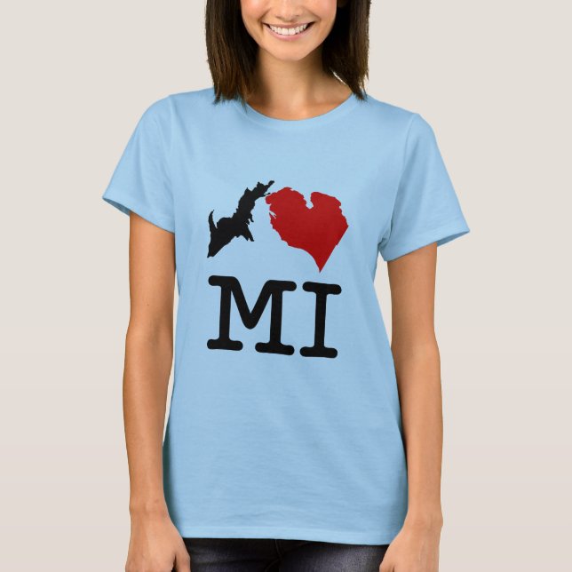 I ♥ MI (I heart Michigan) light, small print T-Shirt (Front)