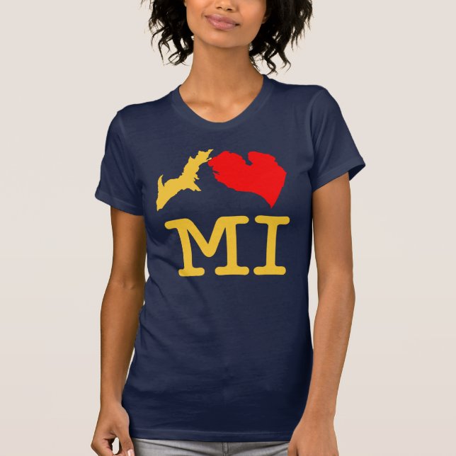 I ♥ MI (I heart Michigan) maize & blue, women's T T-Shirt (Front)