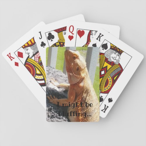 I might be bluffing Funny Bearded Dragon Print Poker Cards