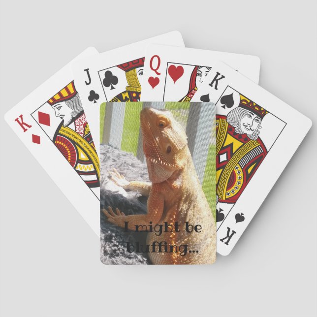 I might be bluffing Funny Bearded Dragon Print Poker Cards (Back)