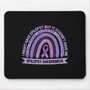 I Might Have Epilepsy Awareness Purple Rainbow Rib Mouse Pad