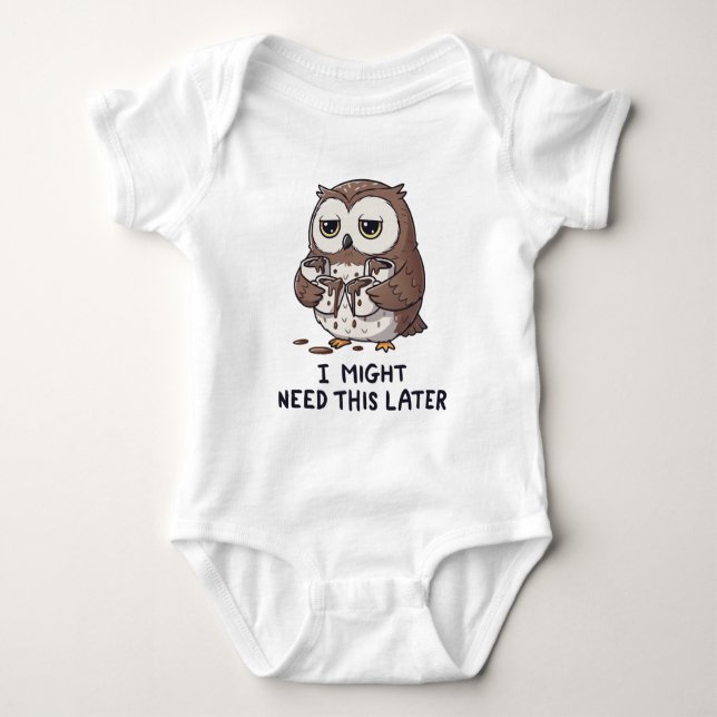 I Might Need Coffee Later - Funny Owl Humor Baby Bodysuit (Front)