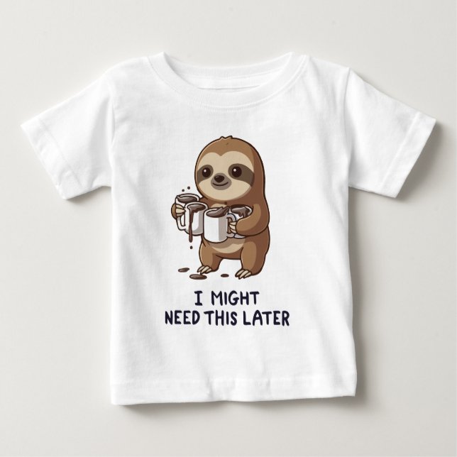 I Might Need Coffee Later - Lazy Sloth Humor Baby T-Shirt (Front)