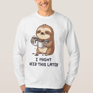 I Might Need Coffee Later - Lazy Sloth Humor T-Shirt