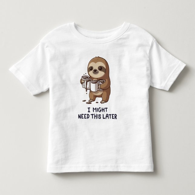 I Might Need Coffee Later - Lazy Sloth Humor Toddler T-shirt (Front)