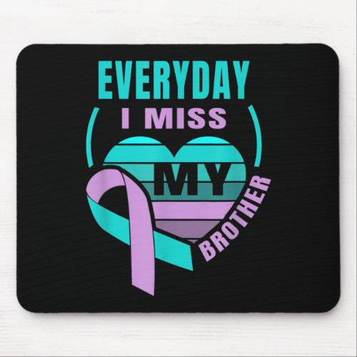 I Miss Heart Ribbon Teal Purple Suicide Awareness  Mouse Pad