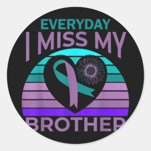 I Miss My Brother Heart Ribbon Suicide Awareness S Classic Round Sticker