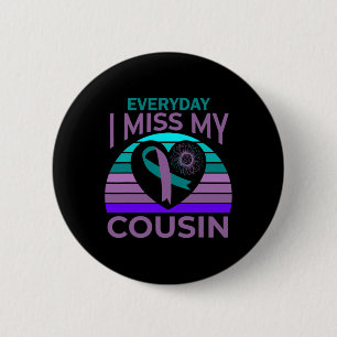 I Miss My Cousin Heart Sunflower Suicide Awareness Button