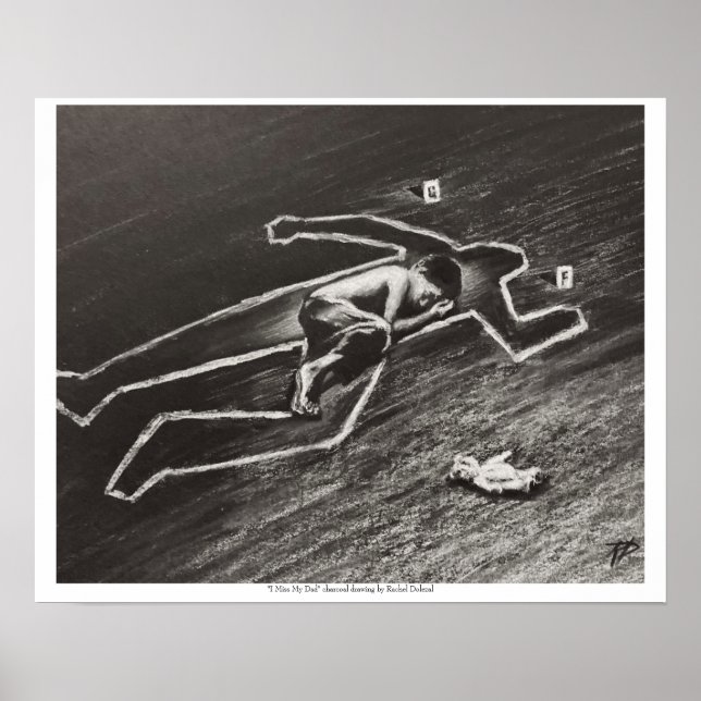 I Miss My Dad charcoal drawing by Rachel Dolezal Poster (Front)