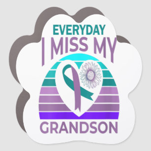 I Miss My Grandson Heart Suicide Awareness Gift Car Magnet