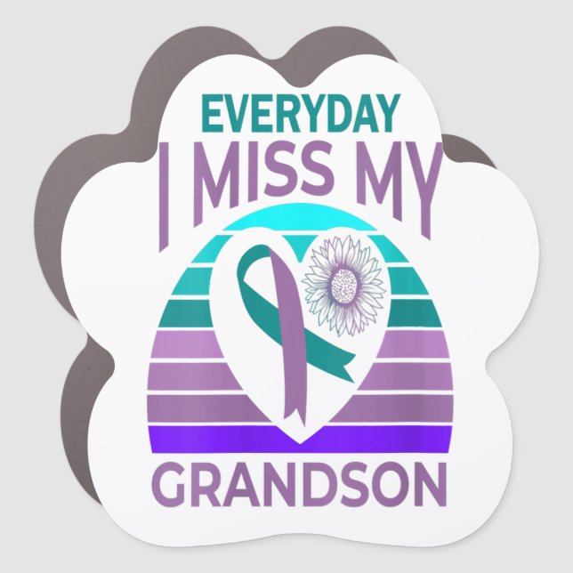 I Miss My Grandson Heart Suicide Awareness Gift Car Magnet (Front)