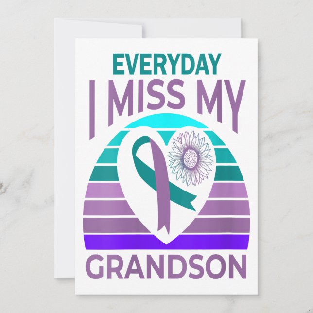 I Miss My Grandson Heart Suicide Awareness Gift Holiday Card (Front)