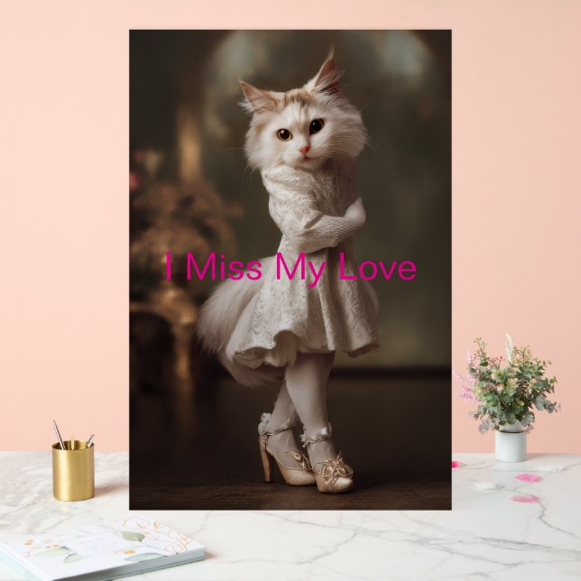 I Miss My Love” – Cute Cat Wedding Gift Descriptio Acrylic Sign (Wedding)