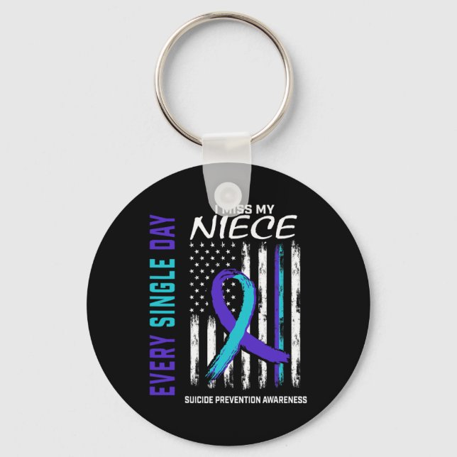 I Miss My Niece Suicide Awareness Prevention Ameri Keychain (Front)