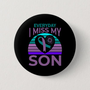 I Miss My Son Heart Sunflower Suicide Awareness Mo Button