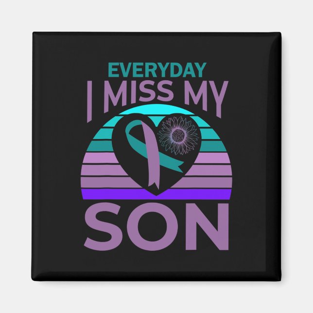 I Miss My Son Heart Sunflower Suicide Awareness Mo Magnet (Front)