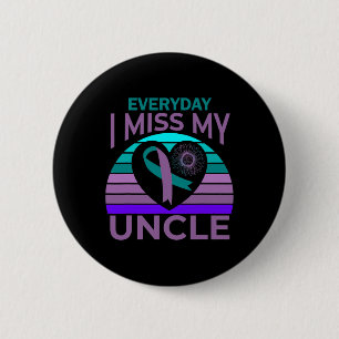 I Miss My Uncle Heart Sunflower Suicide Awareness Button