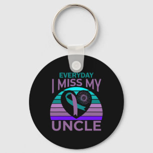 I Miss My Uncle Heart Sunflower Suicide Awareness  Keychain