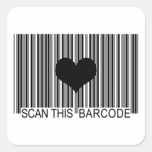 I MISS YOU BARCODE SQUARE STICKER
