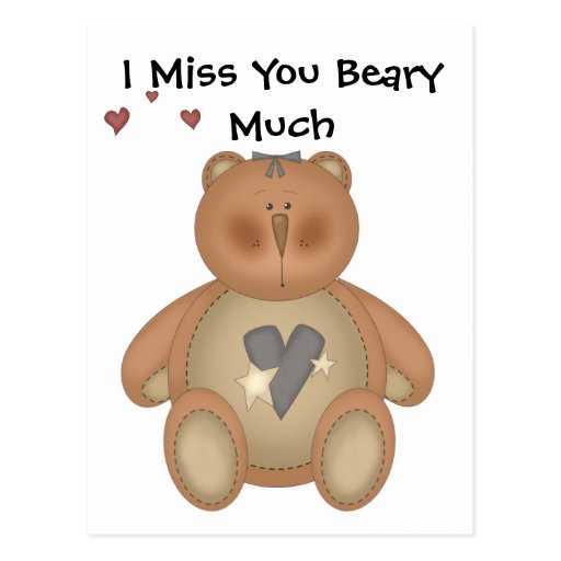 I Miss you Beary much Postcards | Zazzle