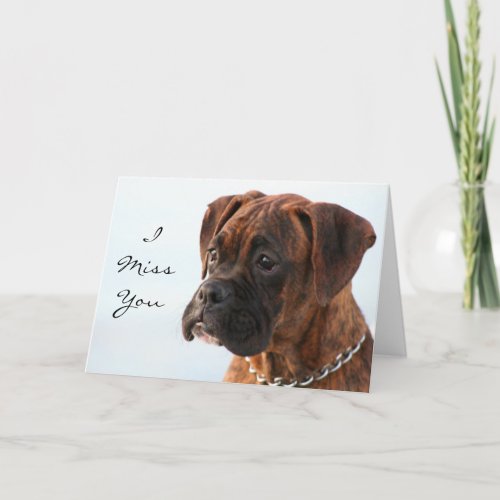 I Miss you boxer puppy greeting card