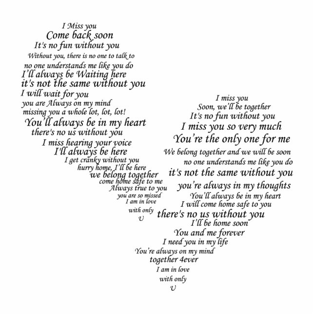 I Miss You - Broken Separated Heart Statuette (Front)