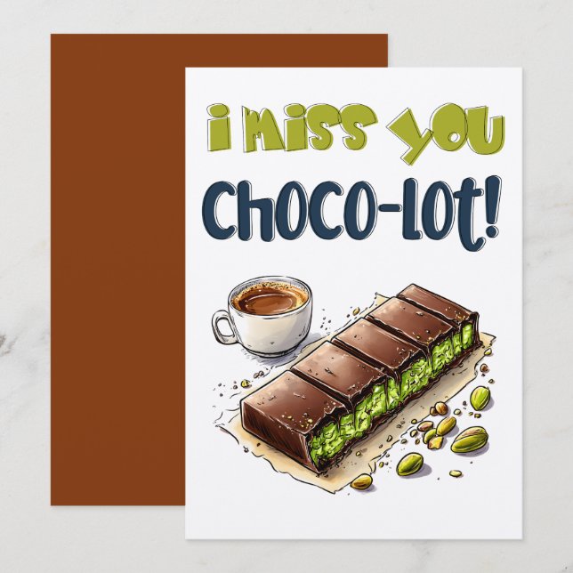 I Miss You Choco-lot! – Chocolate Kunafa Wordplay Invitation (Front/Back)