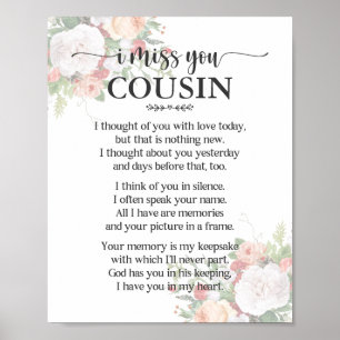 I Miss You Cousin Poem Poster