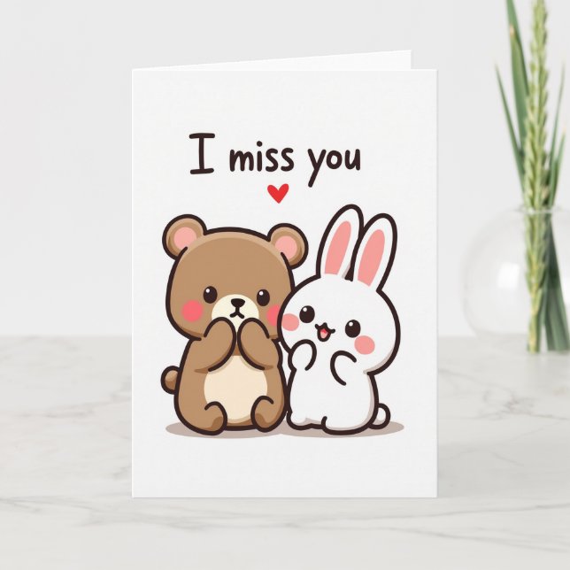 I Miss You Cute Animals Card (Front)