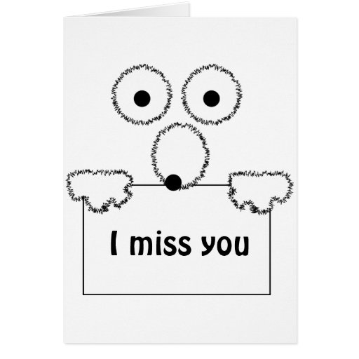 I miss you cute cartoon customizable card | Zazzle