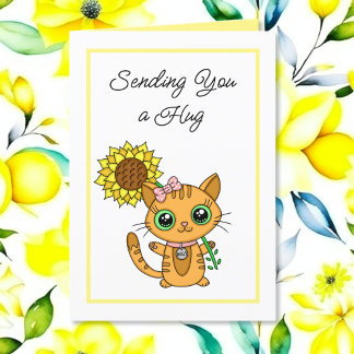 I Miss You | Cute Cat and Sunflower Card