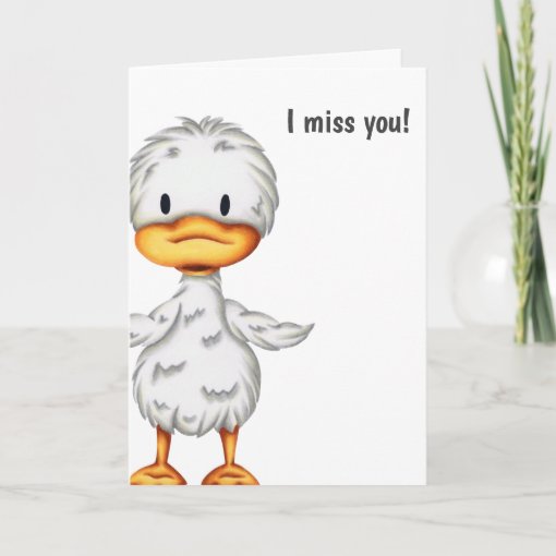 I Miss You Cute Simple Duck Illustrated Greeting Card | Zazzle