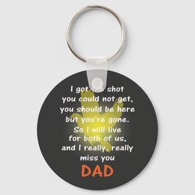 I miss you dad white text keychain (Front)