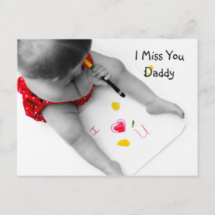 I Miss You Daddy I Love You Dad With Red Heart Postcard