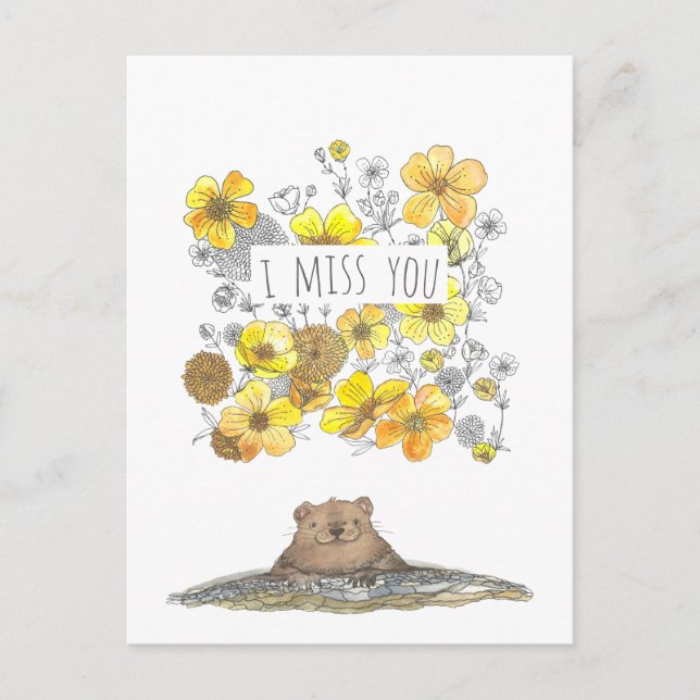 I Miss You Floral Postcard (Front)