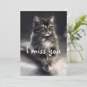 I miss you gray cat holiday card