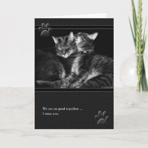 I Miss You Gray Tabby Cats Card