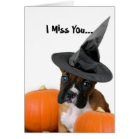 I Miss You Halloween Boxer Puppy Card