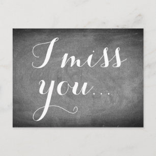 I miss you, Handwriting Typography Black White Postcard